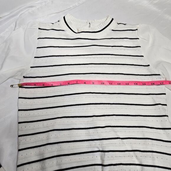 SIONI Milano striped high neck ruffle lightweight sweater S - Picture 9 of 10
